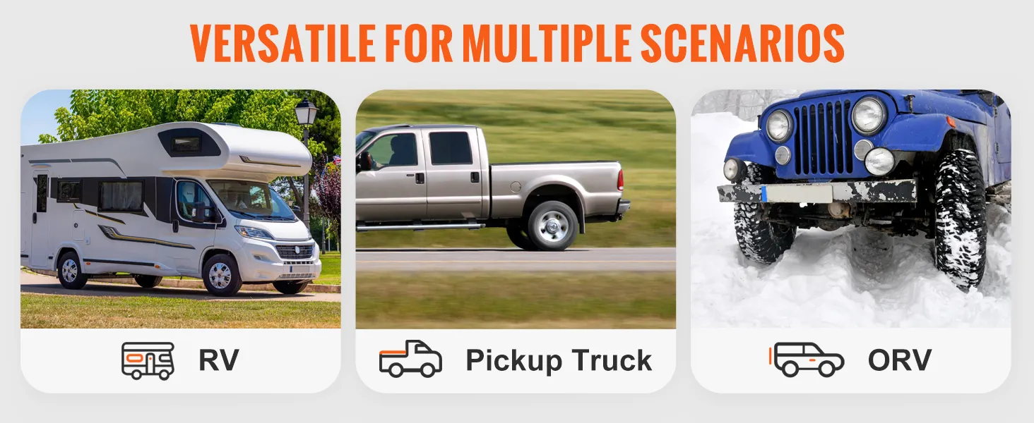 versatile VEVOR tow bar for rv, pickup truck, and orv towing needs.
