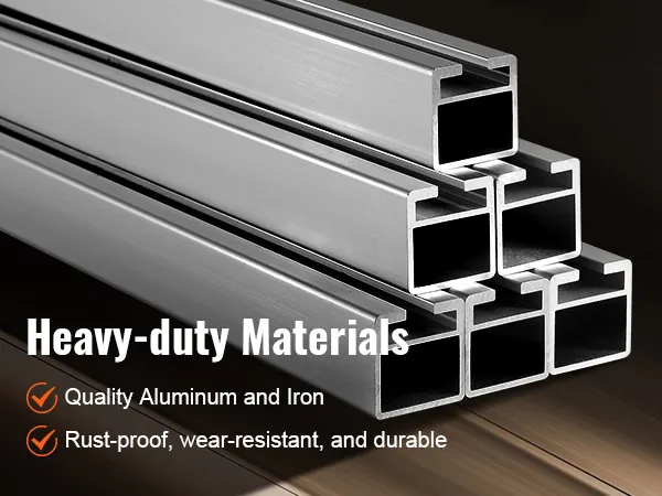 heavy-duty aluminum and iron materials for VEVOR rail mill guide system, rust-proof, wear-resistant.