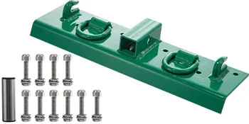 Ganchos para tractor VEVOR de metal verde con pernos y herrajes de montaje.