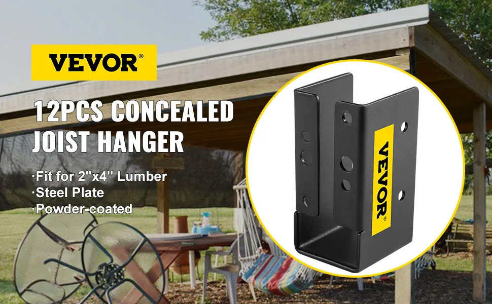 VEVOR verborgen balkhanger 12 stuks voor 2"x4" hout, stalen plaat, gepoedercoat.