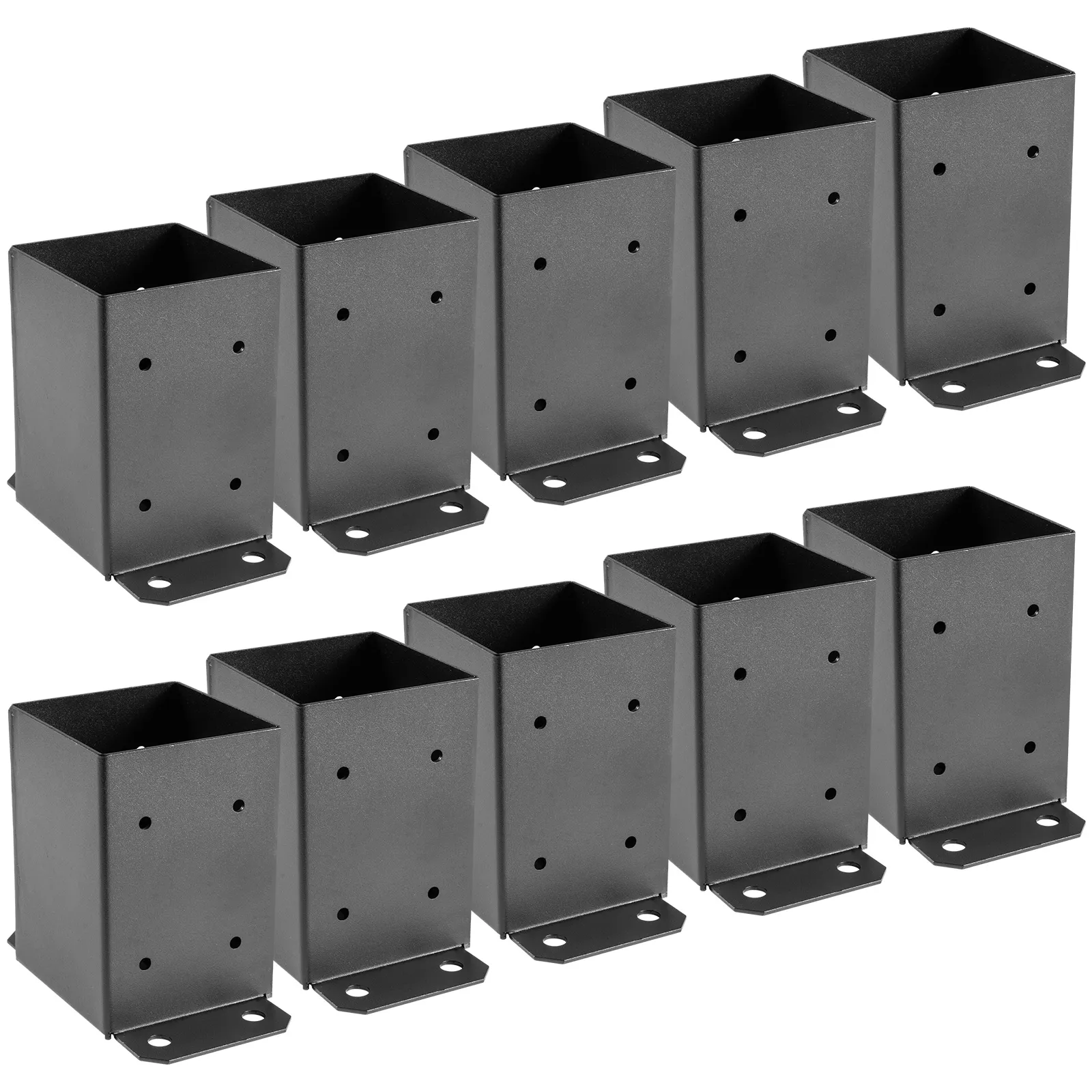 ten black VEVOR deck post bases arranged in two rows.