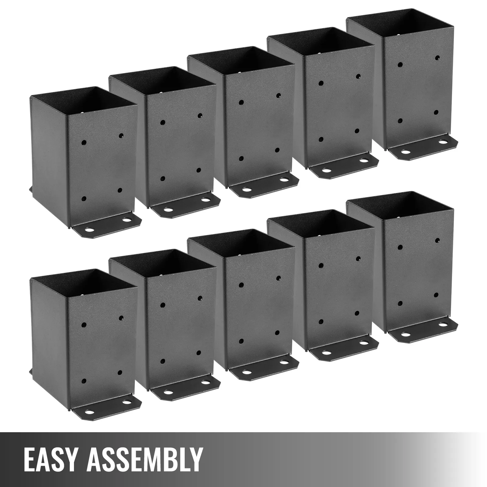 VEVOR deck post base brackets, easy assembly, set of ten black metal brackets.
