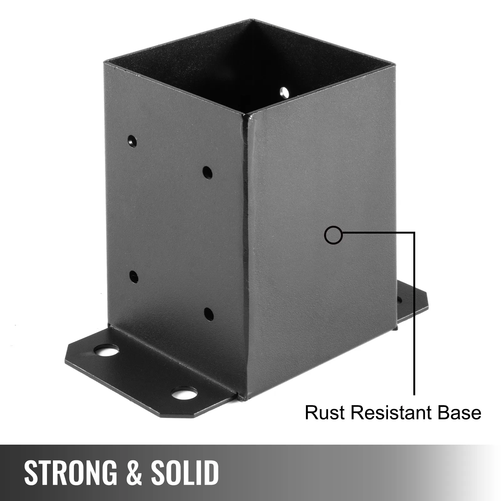 VEVOR deck post base with rust-resistant coating, promoting strength and durability.