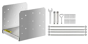 Base de poste ajustable VEVOR de acero inoxidable con pernos, tuercas y herramientas incluidos.