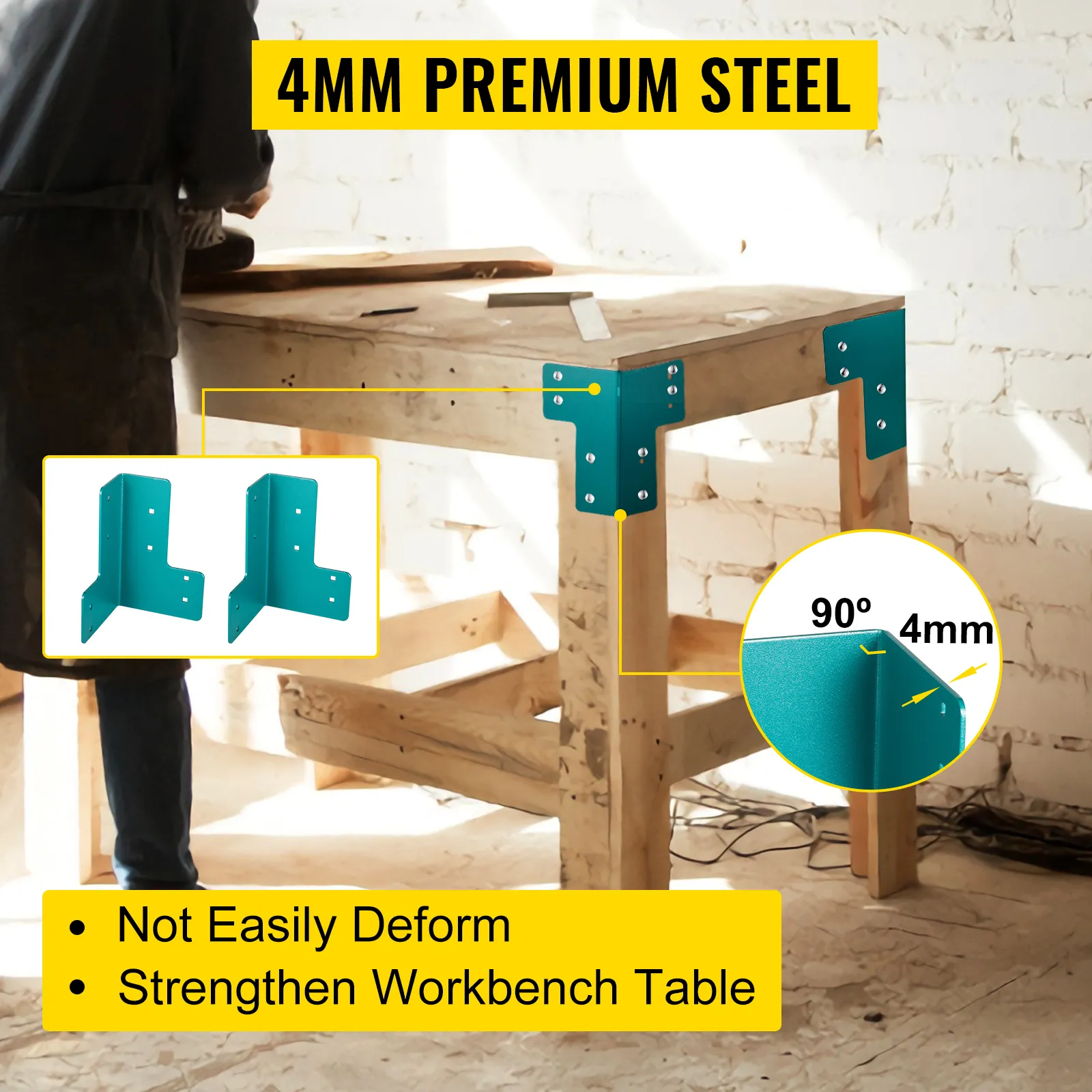4mm premium steel VEVOR workbench brackets for strengthening workbench table.