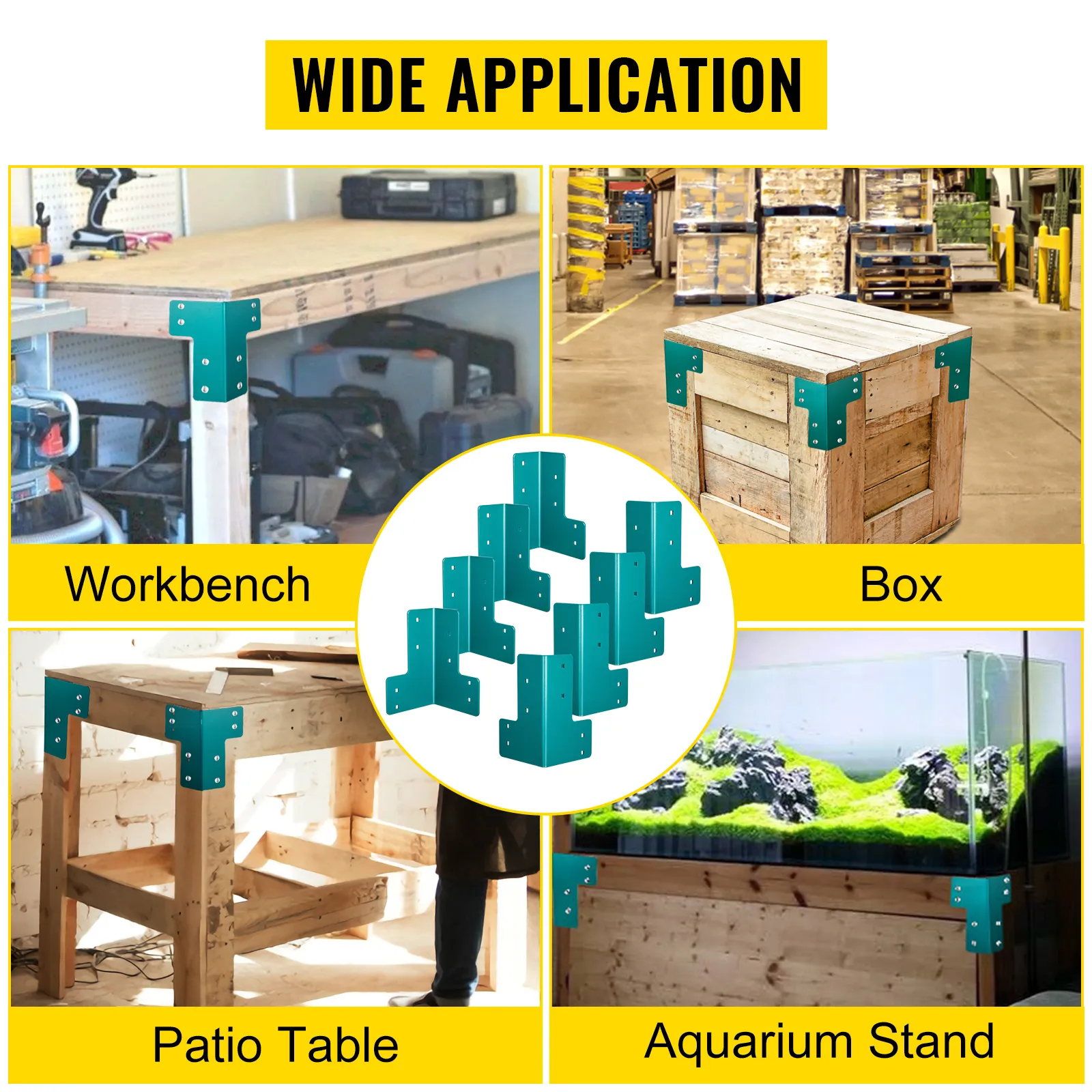 VEVOR workbench brackets used on workbench, box, patio table, and aquarium stand.