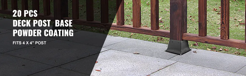 20 bases para postes de terraza VEVOR con revestimiento en polvo que se adaptan a postes de 4 x 4".