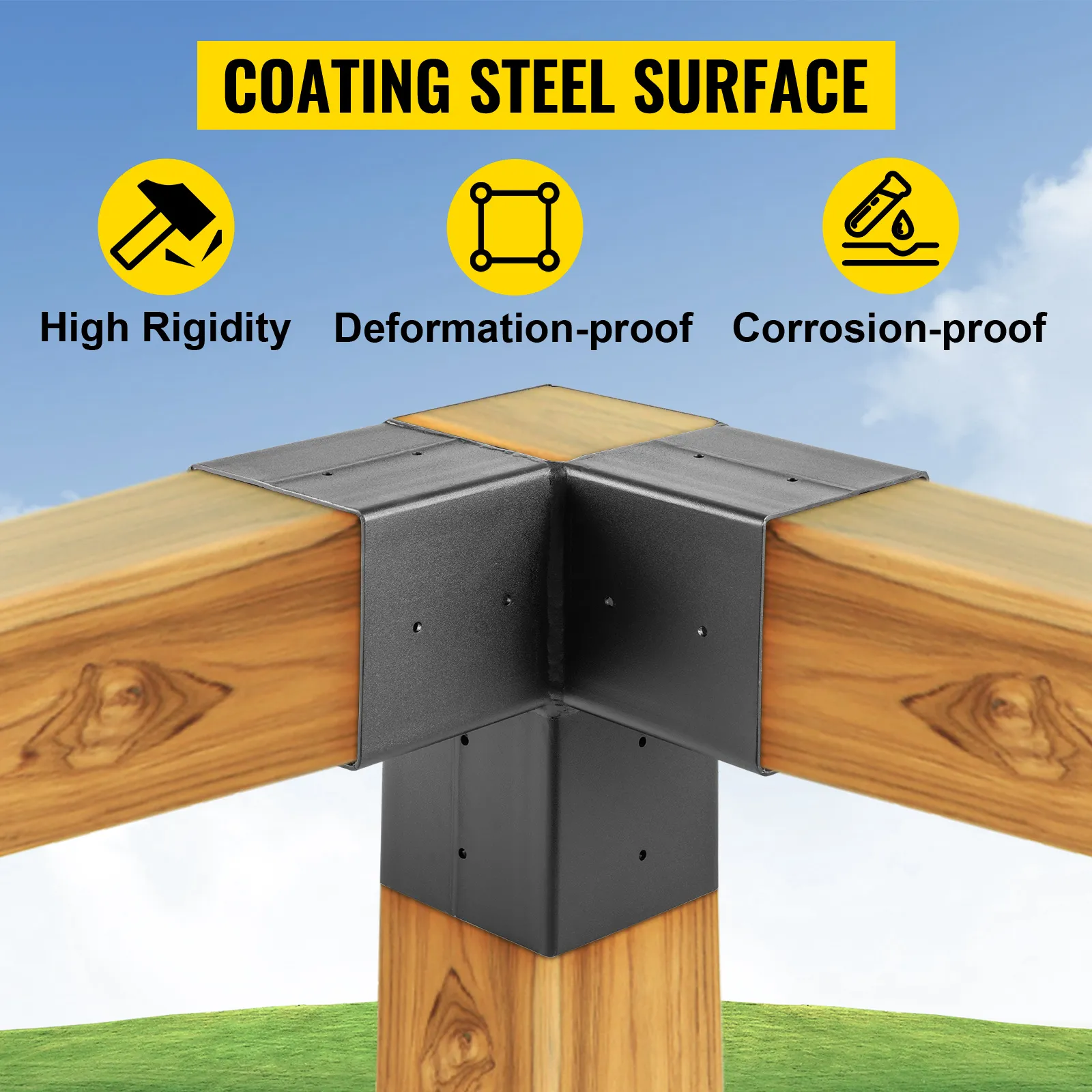 Kit de pérgola VEVOR con conectores de acero de alta rigidez, a prueba de deformaciones y a prueba de corrosión.