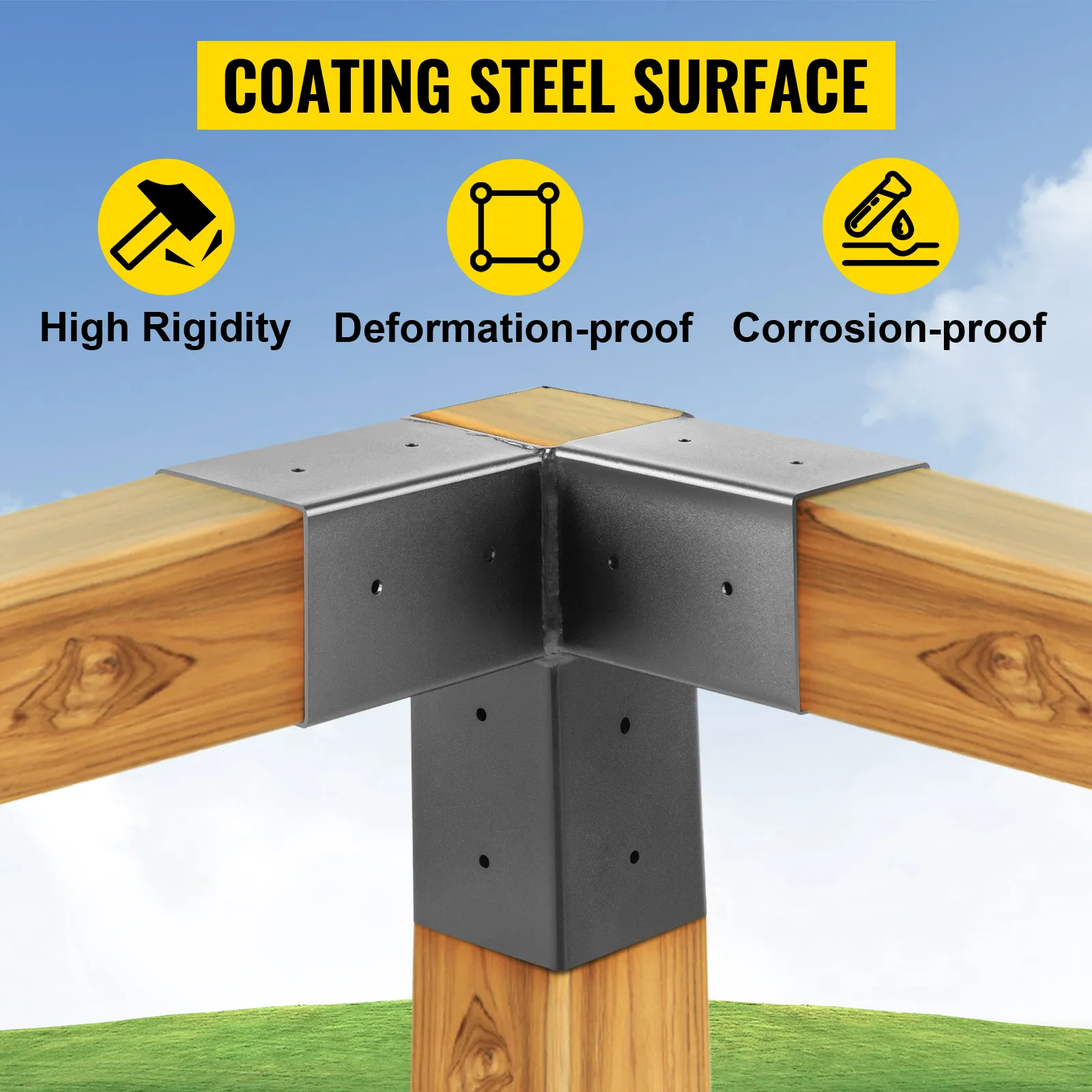 Kit pergolato in legno VEVOR con acciaio rivestito per elevata rigidità, antideformazione e anticorrosione.
