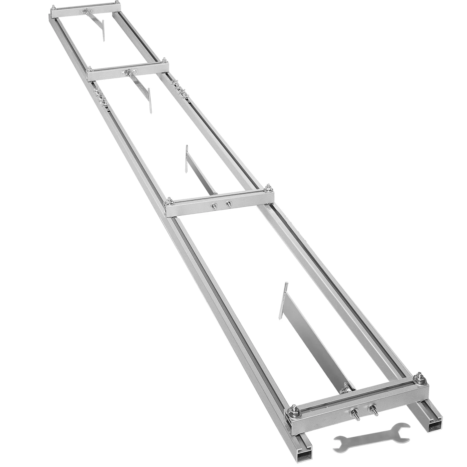 VEVOR rail mill guide system with adjustable brackets and a steel frame apparatus.