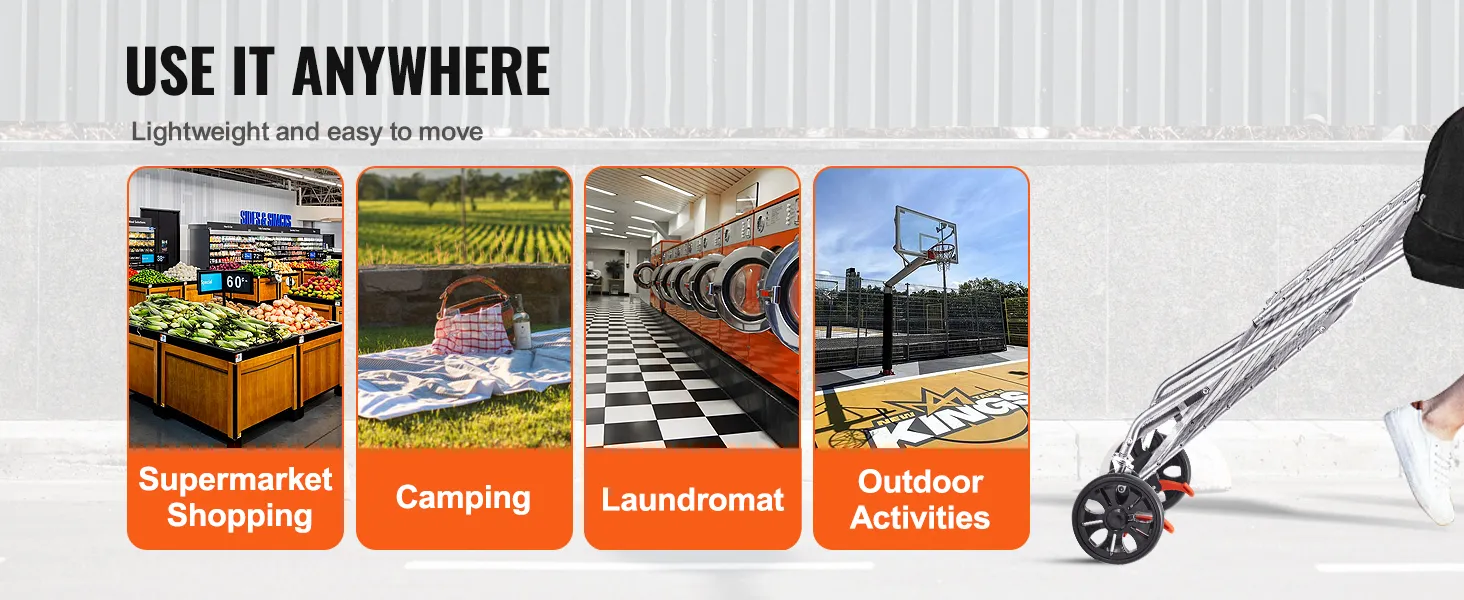 Składany wózek sklepowy VEVOR na zakupy w supermarkecie, na kemping, do pralni i na zajęcia na świeżym powietrzu.