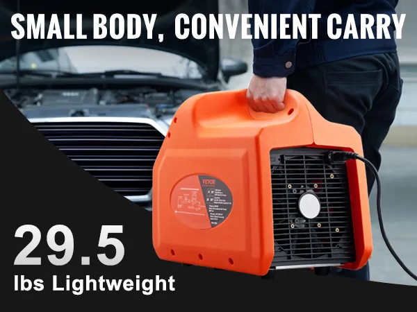VEVOR refrigerant recovery machine with ergonomic handle, lightweight at 29.5 lbs.