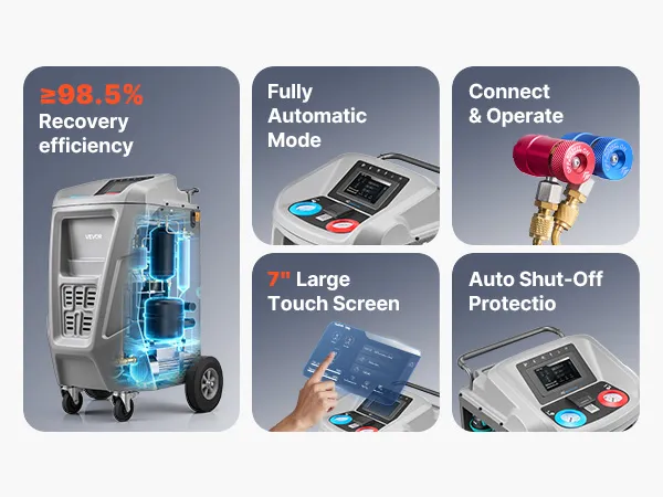 VEVOR Fully Automatic Refrigerant Recovery Machine for 1234yf, ≥98.5% ...