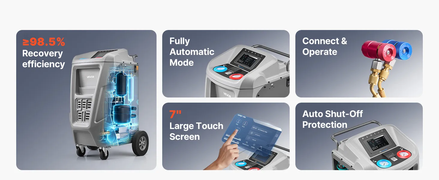 VEVOR Fully Automatic Refrigerant Recovery Machine for 1234yf, ≥98.5% ...