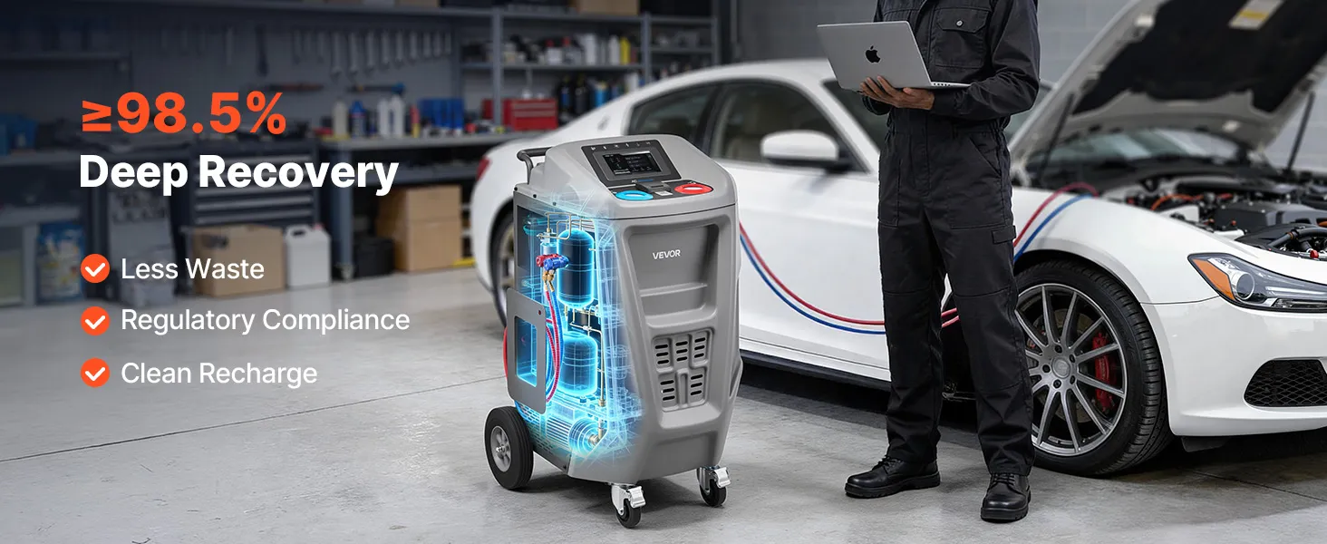 VEVOR Fully Automatic Refrigerant Recovery Machine for 1234yf, ≥98.5% ...