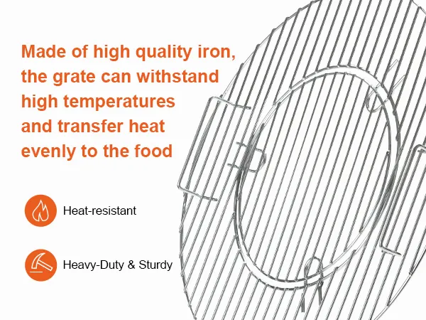 VEVOR cooking grate made of high-quality iron, heat-resistant and heavy-duty. withstands high temperatures.