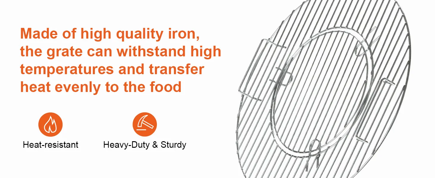 VEVOR cooking grate made of high-quality iron, heat-resistant and heavy-duty. withstands high temperatures.