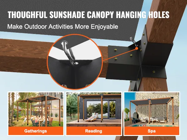 thoughtful sunshade canopy hanging holes with VEVOR pergola bracket kit for outdoor gatherings, reading, spa