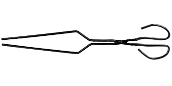 Pinzas de metal negro con diseño de bisagra abierta sobre un fondo blanco