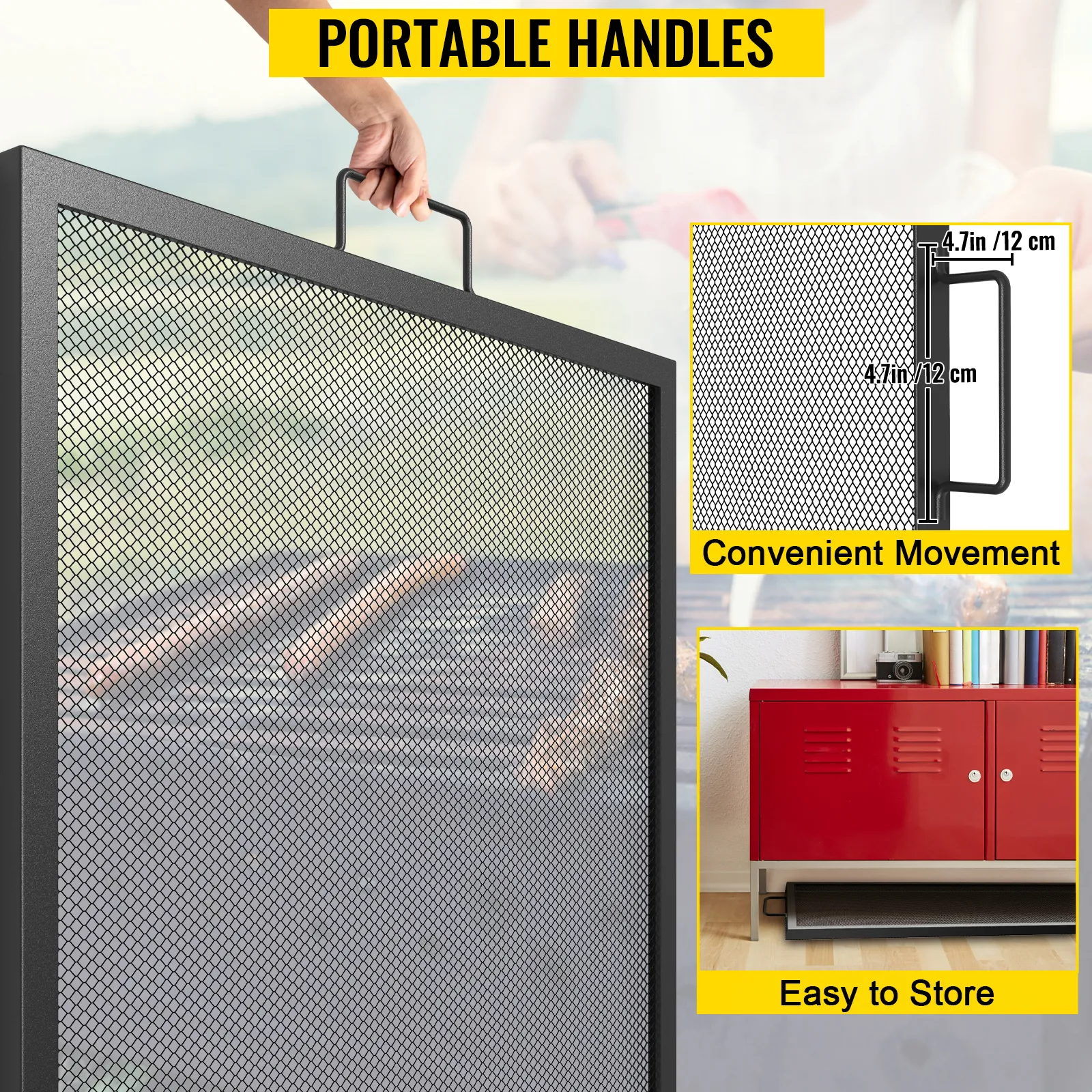 VEVOR fire pit grill grate with portable handles for convenient movement and easy storage.