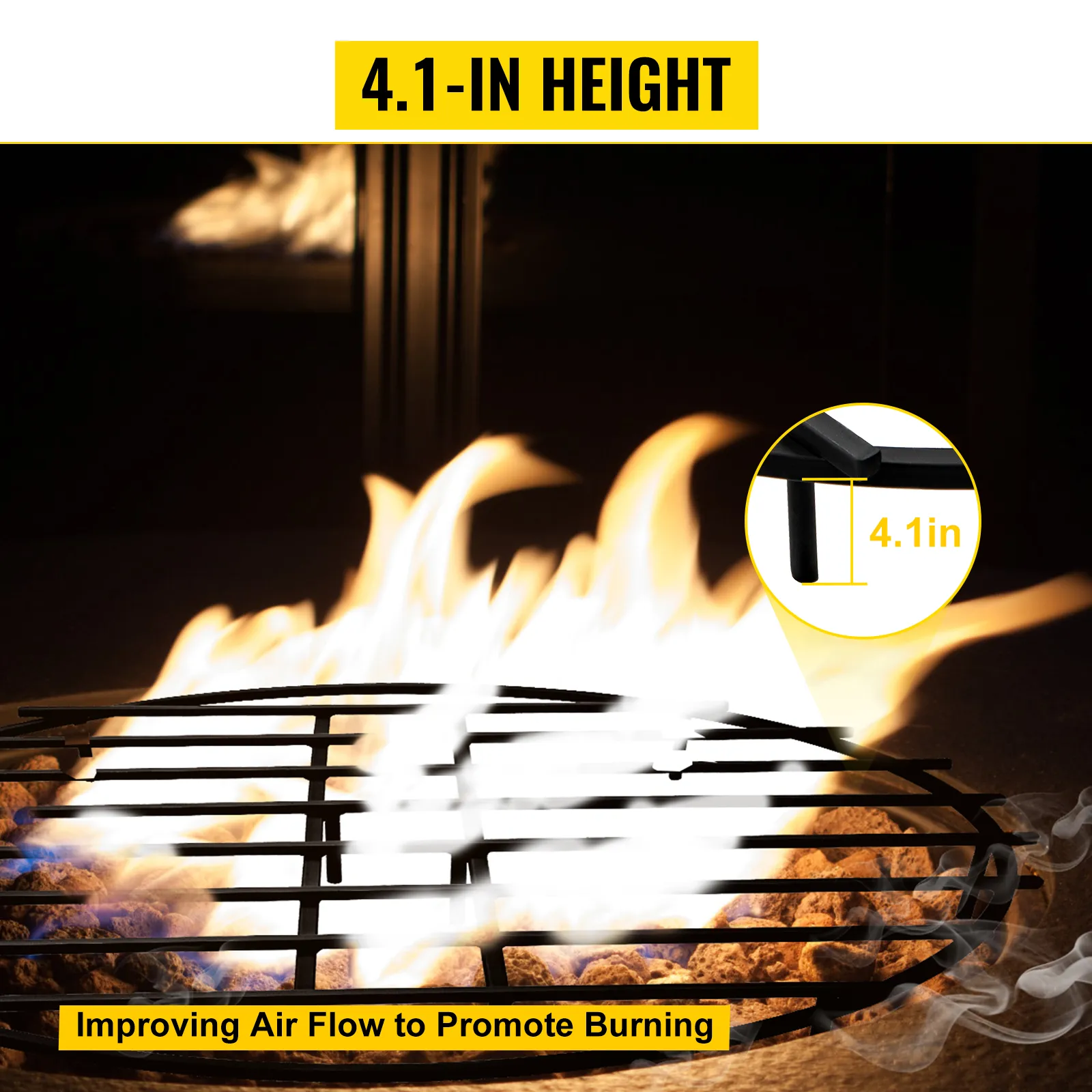 VEVOR fire pit grate enhancing air flow and burning with 4.1-inch height.