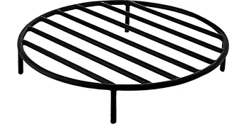 round black VEVOR fire pit grate with six support bars and three legs.