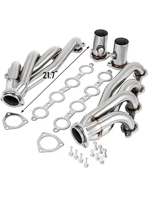 VEVOR ls swap exhaust headers with gaskets, bolts, and 21.7" measurement.