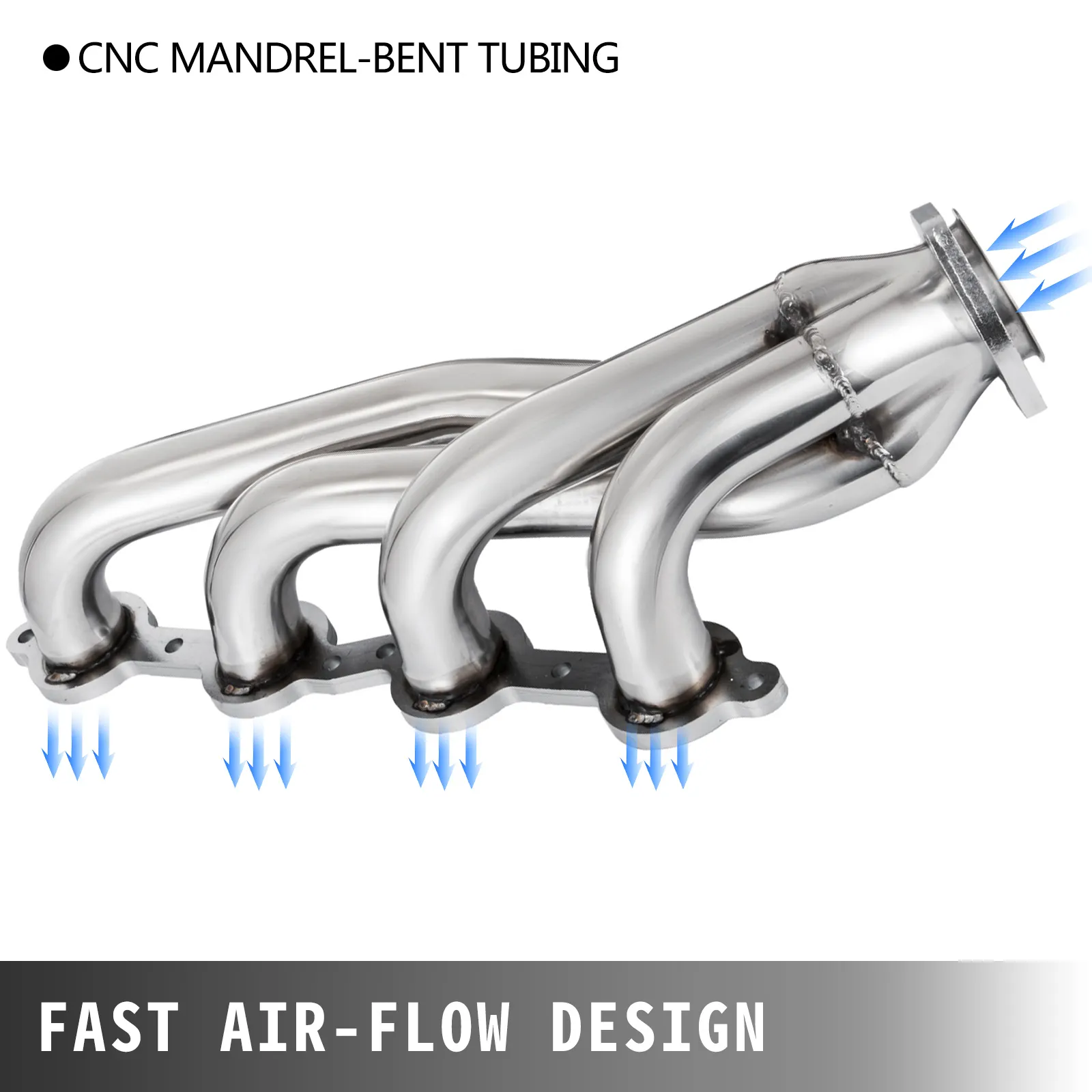 VEVOR ls swap exhaust headers with cnc mandrel-bent tubing for fast air-flow.