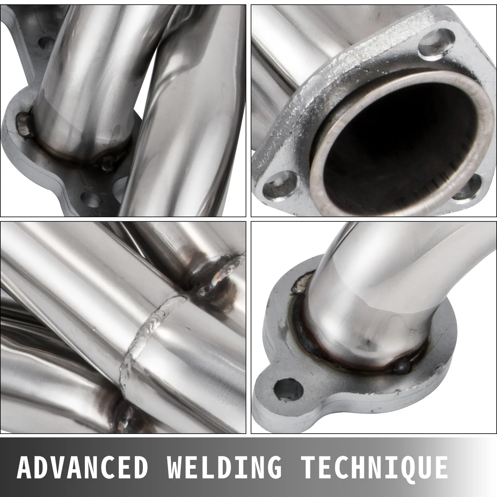 polished stainless steel VEVOR ls swap exhaust headers showcasing advanced welding techniques.