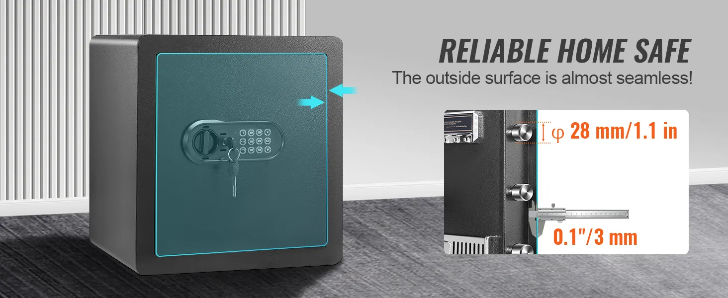 Caja fuerte para el hogar VEVOR con cerradura con teclado, exterior sin costuras y pernos duraderos para mayor seguridad.