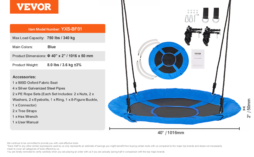 VEVOR Tree Swing Saucer – 40