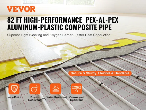 VEVOR 82 ft high-performance pex-al-pex aluminum-plastic composite pipe for secure, leak-proof installation.