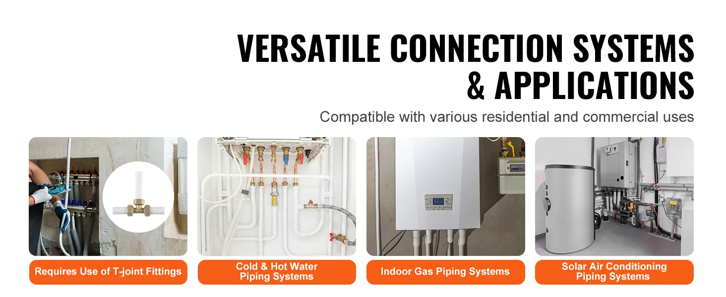 versatile connection systems & applications: VEVOR pex-al-pex tubing for residential and commercial use