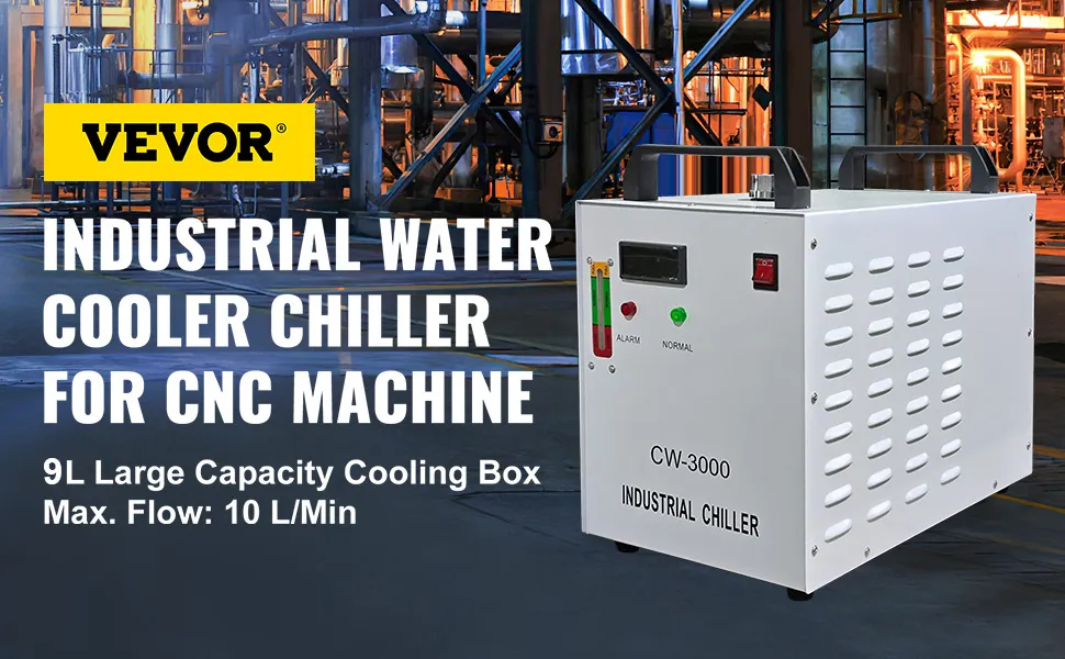 Enfriador de agua VEVOR para máquina cnc, cw-3000, capacidad de 9l, caudal máximo: 10 l/min.