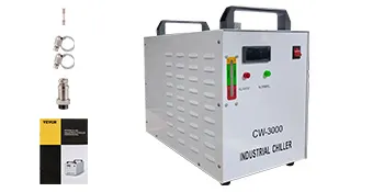 Enfriador de agua VEVOR cw-3000 con accesorios y manual.