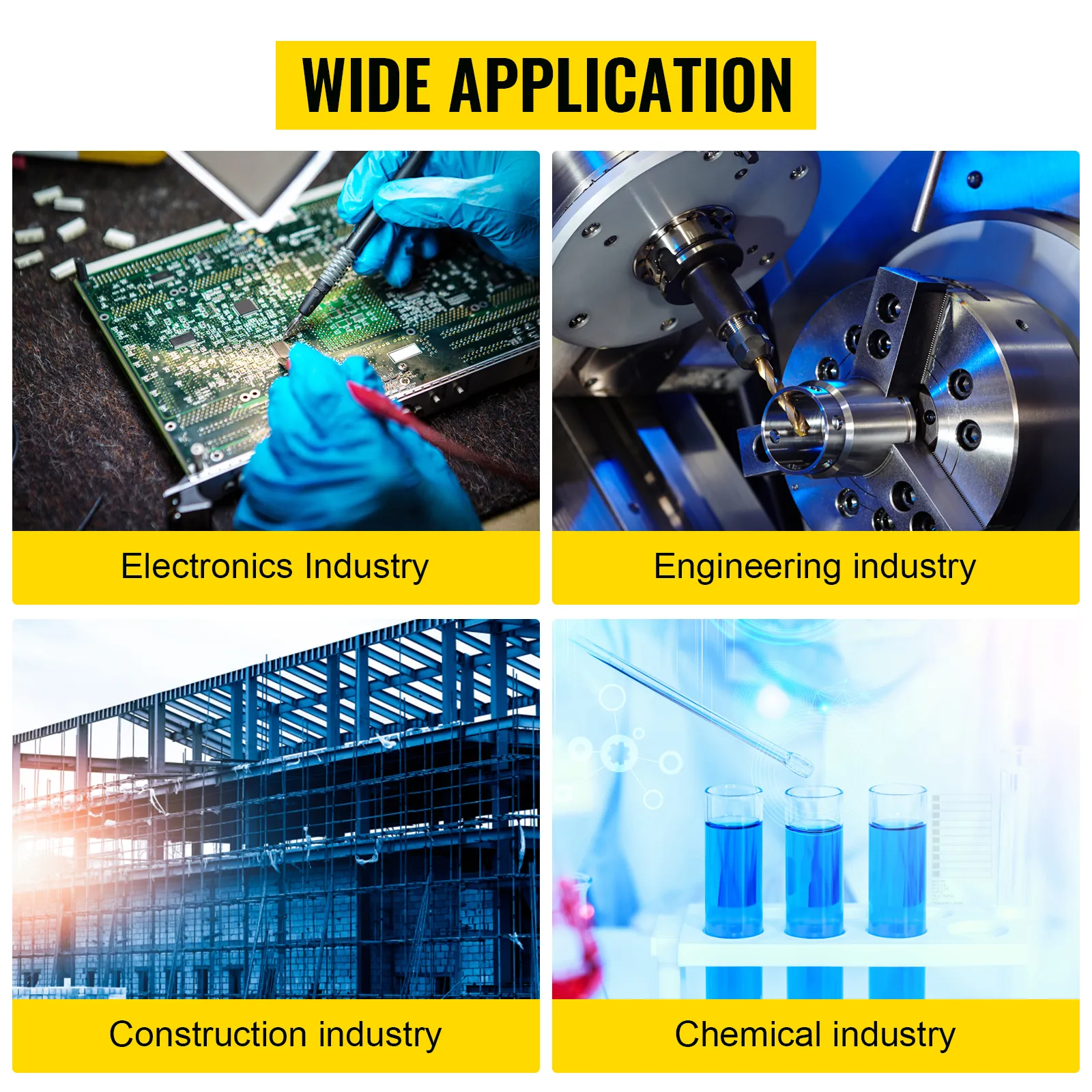 Amplia aplicación del enfriador de agua VEVOR en las industrias electrónica, de ingeniería, de construcción y química.