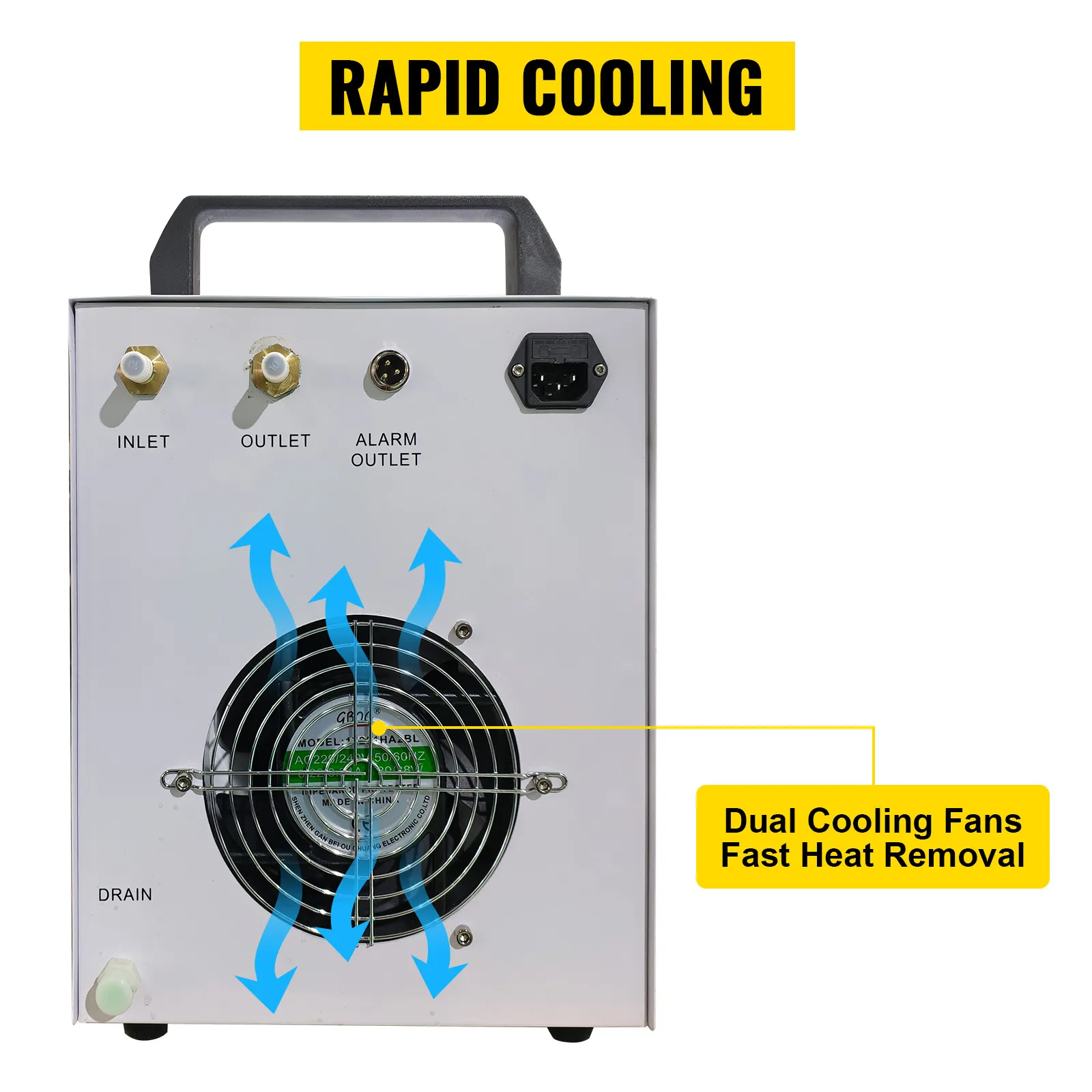 Enfriador de agua industrial VEVOR con ventiladores de enfriamiento dobles para una rápida eliminación del calor.