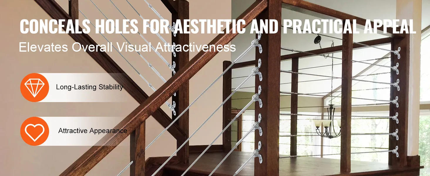 VEVOR stainless steel cable railing kit for stairs with long-lasting stability and attractive appearance.