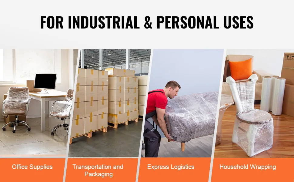 Stretch Film, 5 Inches X 1000 Feet, 2 Pack, 80 Gauge Industrial Strength Clear Durable Stretch Wrap Roll Heavy Duty Shrink Film Stretch Wrap With Handles For Pallet Wrapping Shipping Moving P 010204255405