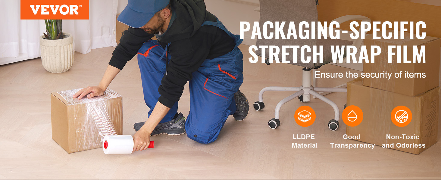 Stretch Film, 5 Inches X 1000 Feet, 2 Pack, 80 Gauge Industrial Strength Clear Durable Stretch Wrap Roll Heavy Duty Shrink Film Stretch Wrap With Handles For Pallet Wrapping Shipping Moving P 010204255405 - View #7