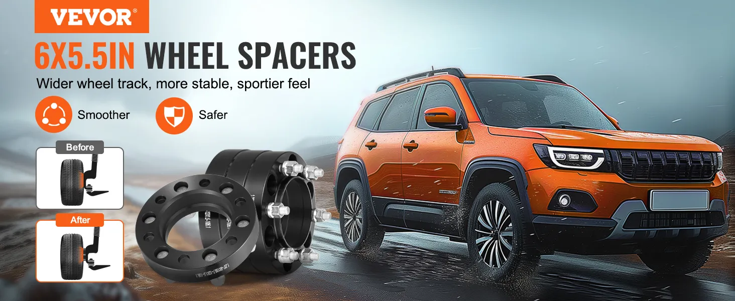 VEVOR-wielverbreders in de maat 6x5,5 inch verbeteren de stabiliteit van het voertuig en zorgen voor een sportievere uitstraling.