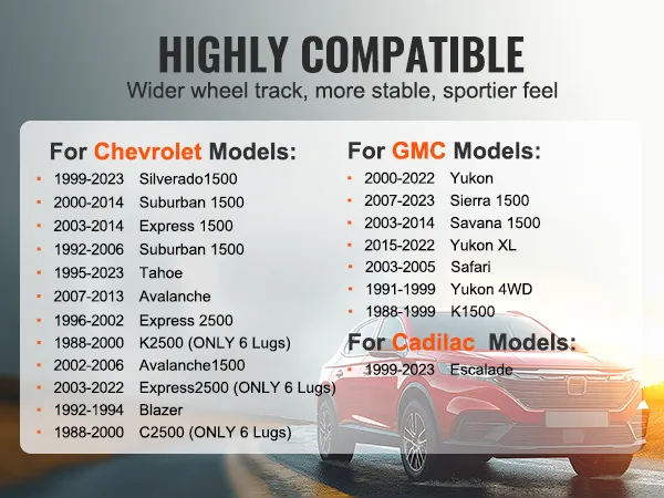 highly compatible VEVOR wheel spacers for chevrolet, gmc, and cadillac models, enhances stability.