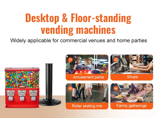 Máquina de chicles VEVOR para escritorio y suelo, perfecta para parques de atracciones, tiendas, pistas de patinaje y fiestas.
