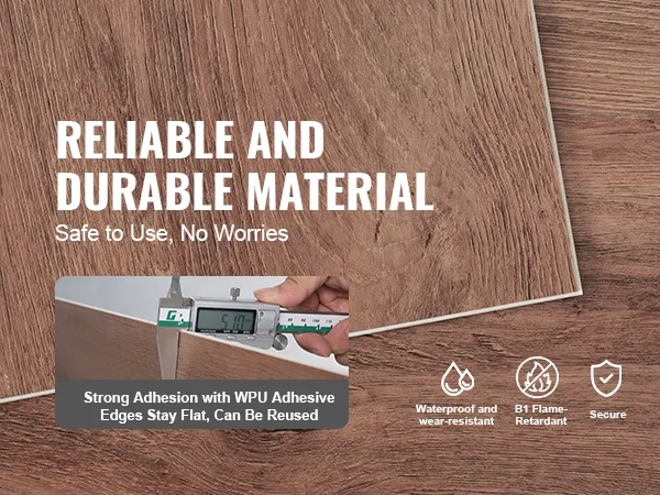 VEVOR vinyl floor tiles reliable and durable material, waterproof, wear-resistant, b1 flame-retardant.