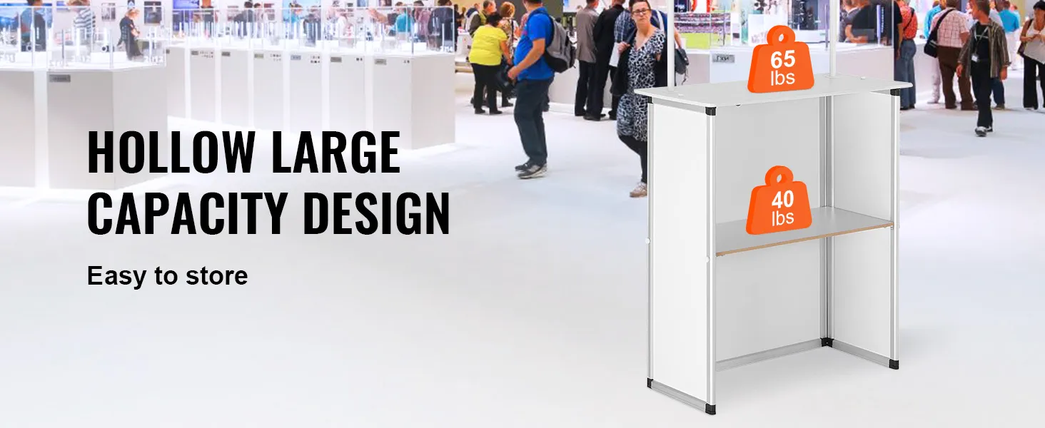VEVOR promotion counter with hollow large capacity design, supports 65 lbs and 40 lbs, easy to store.