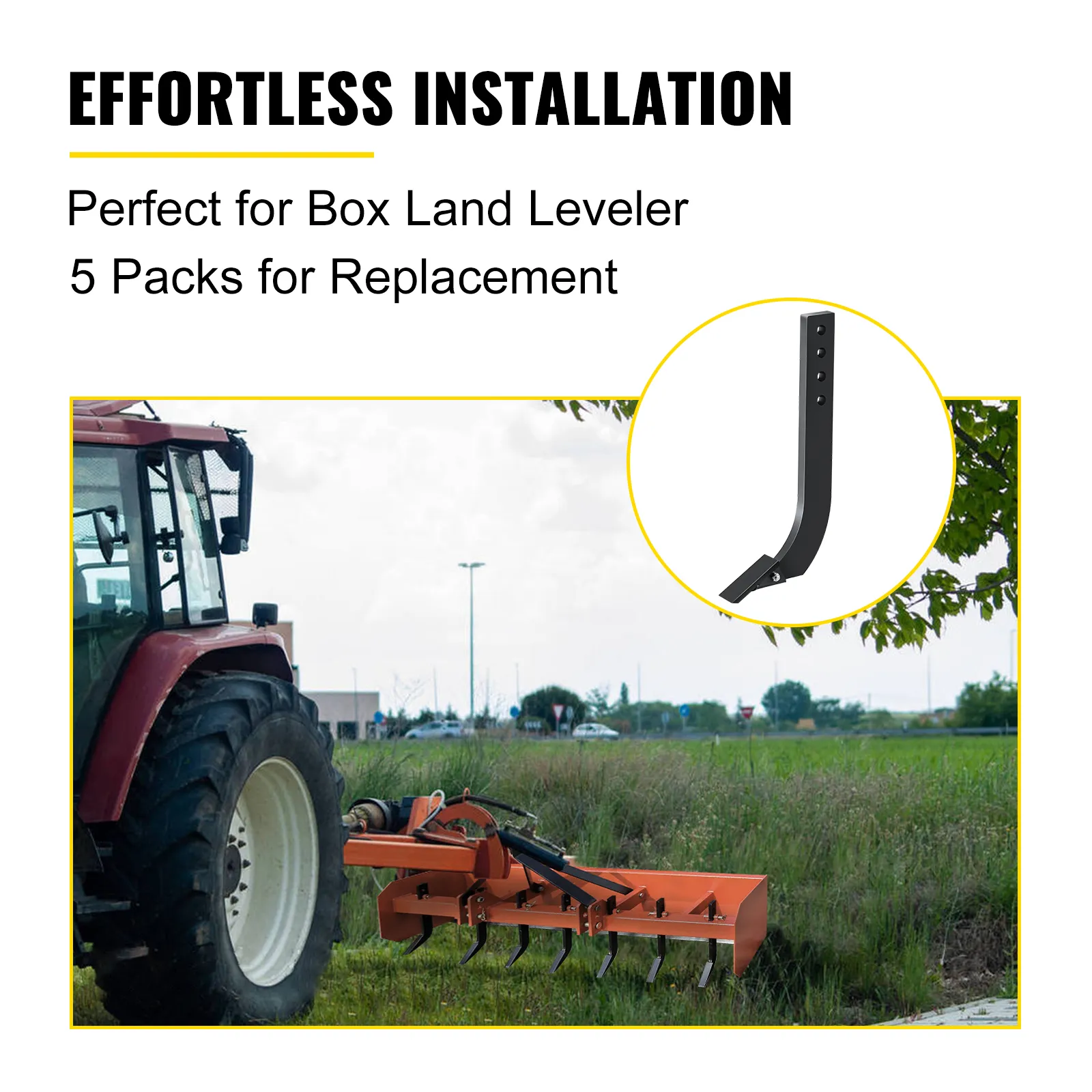 effortless installation of the VEVOR box blade shank on a tractor.