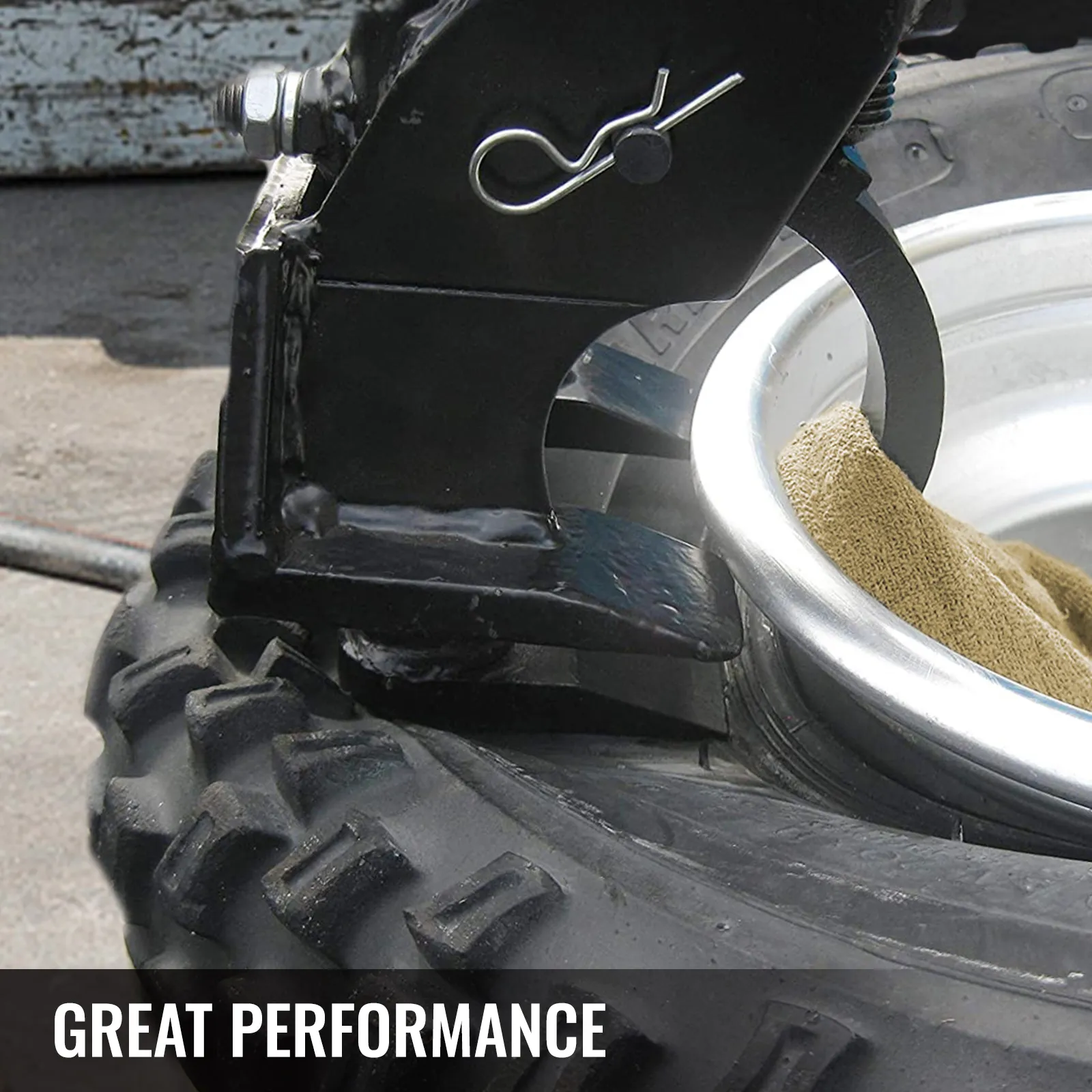VEVOR manual tire bead breaker efficiently separating a tire from a rim.