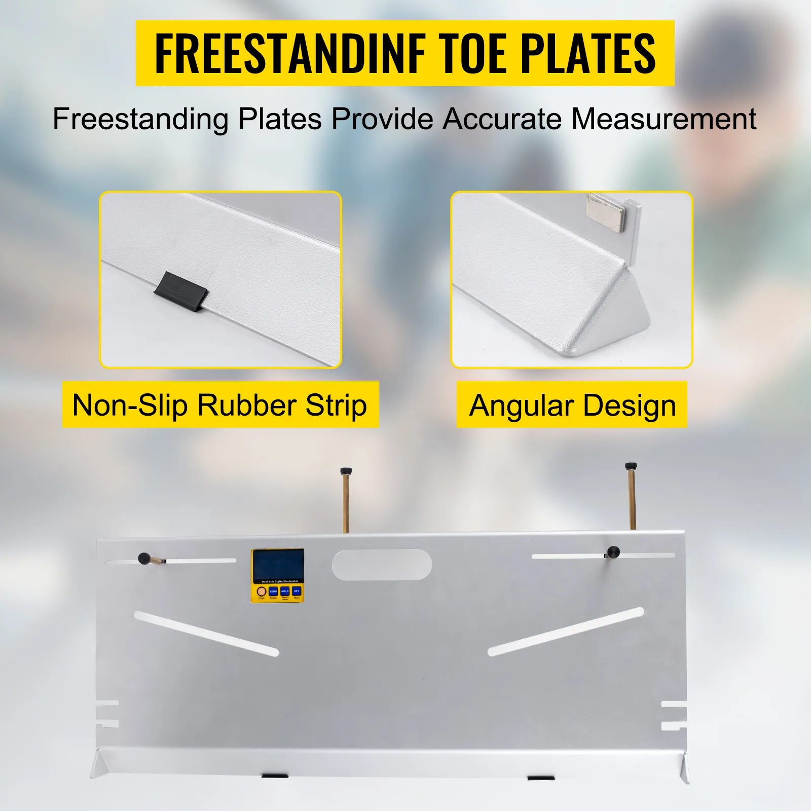 Herramienta de alineación de ruedas VEVOR con tira de goma antideslizante y diseño angular.