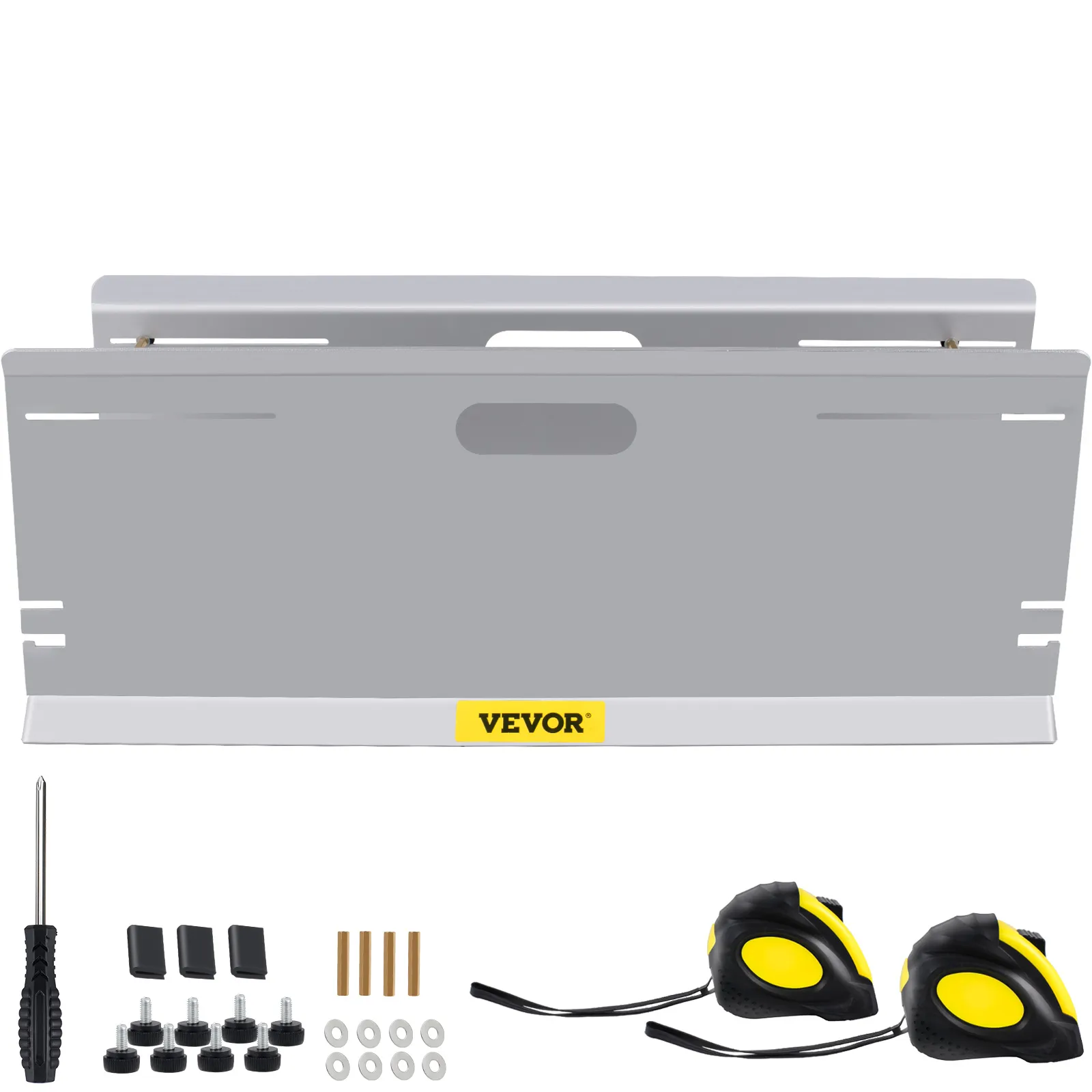 VEVOR wheel alignment tool set with accessories, including screwdriver and tape measures.