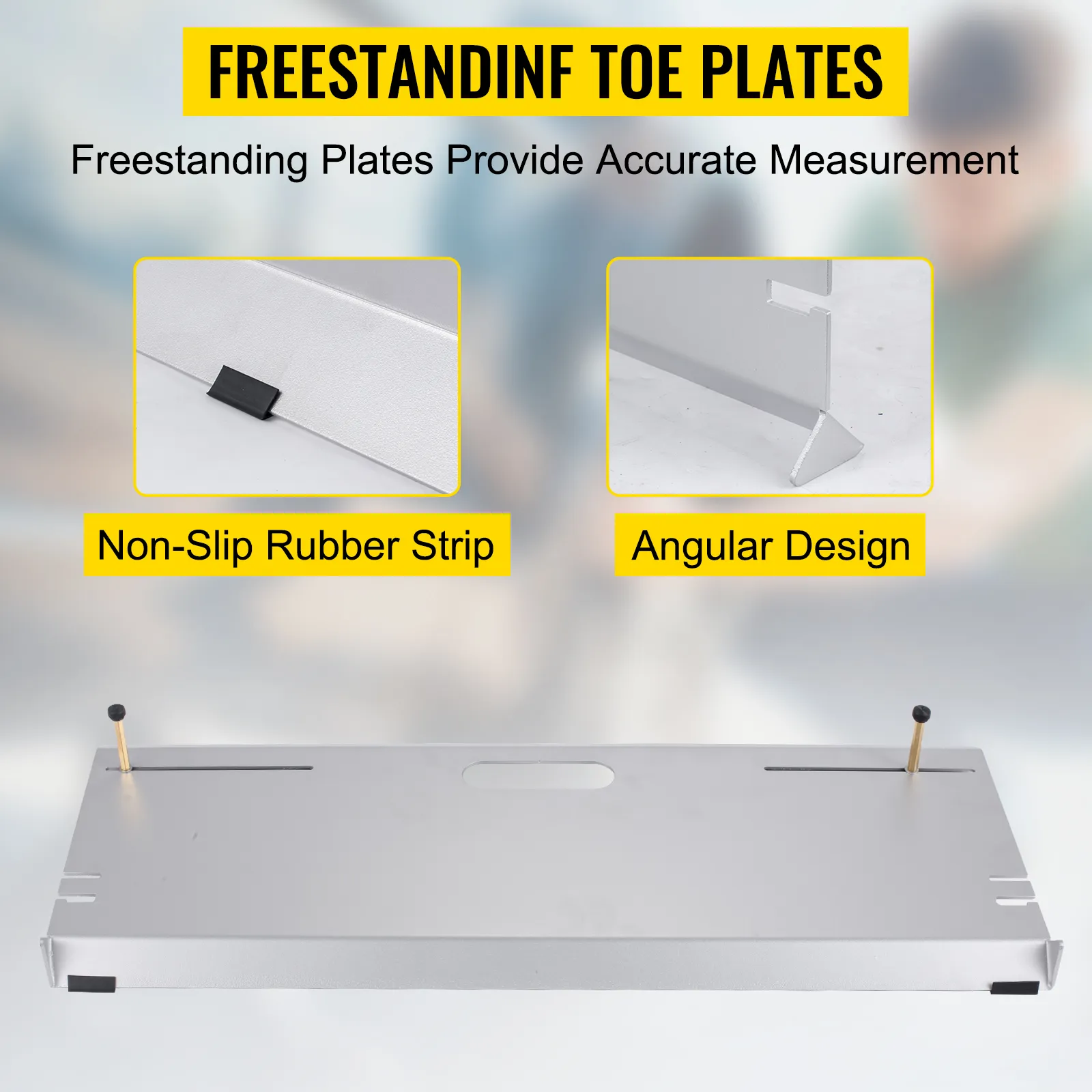 VEVOR wheel alignment tool: non-slip rubber strip, angular design freestanding toe plates.